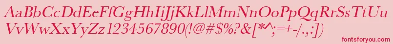 フォントUrwbaskertOblique – ピンクの背景に赤い文字