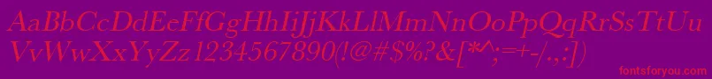 UrwbaskertOblique-Schriftart – Rote Schriften auf violettem Hintergrund