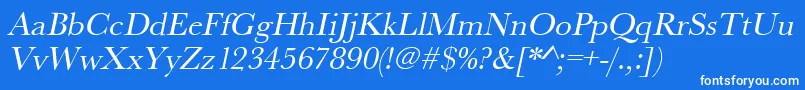 フォントUrwbaskertOblique – 青い背景に白い文字