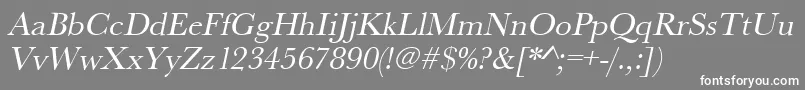 フォントUrwbaskertOblique – 灰色の背景に白い文字