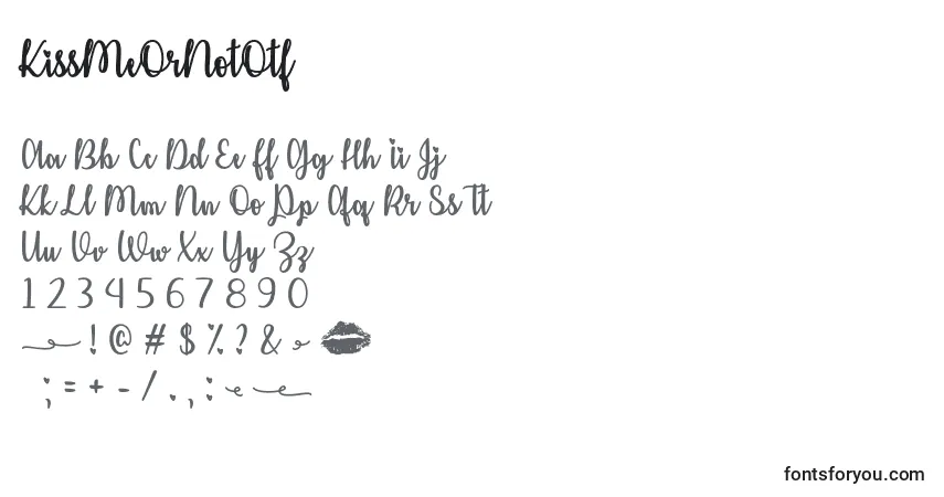 Czcionka KissMeOrNotOtf – alfabet, cyfry, specjalne znaki
