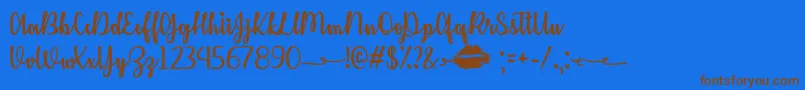 KissMeOrNotOtf Font – Brown Fonts on Blue Background