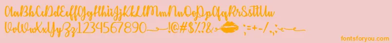 KissMeOrNotOtf Font – Orange Fonts on Pink Background