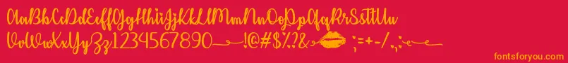 KissMeOrNotOtf Font – Orange Fonts on Red Background