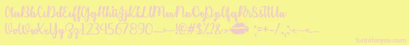 KissMeOrNotOtf Font – Pink Fonts on Yellow Background