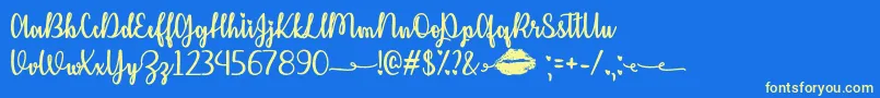 KissMeOrNotOtf Font – Yellow Fonts on Blue Background