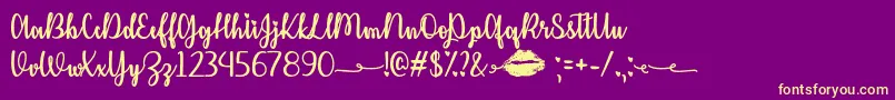 KissMeOrNotOtf Font – Yellow Fonts on Purple Background