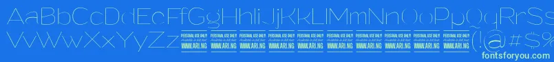 GrandithinPersonalUse Font – Green Fonts on Blue Background