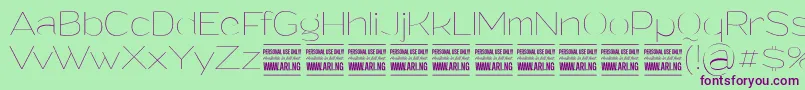 GrandithinPersonalUse-Schriftart – Violette Schriften auf grünem Hintergrund