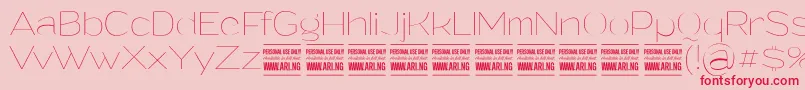 GrandithinPersonalUse-fontti – punaiset fontit vaaleanpunaisella taustalla