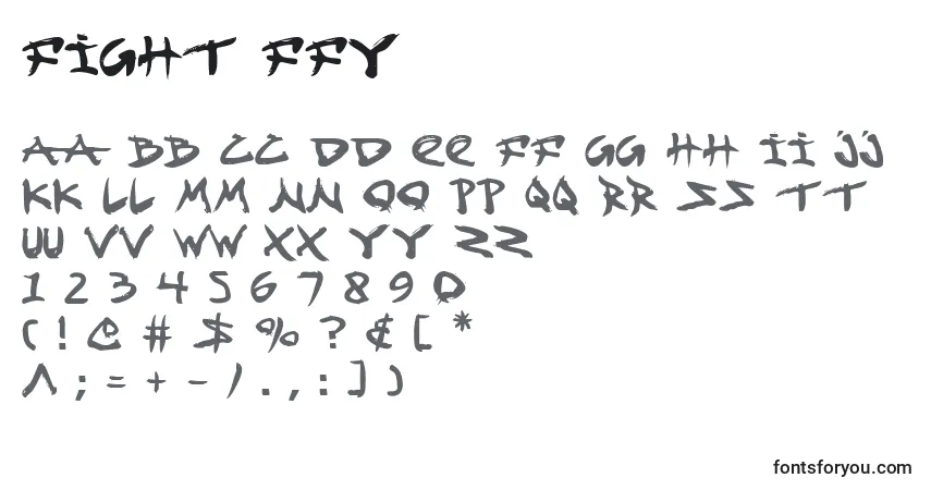 Schriftart Fight ffy – Alphabet, Zahlen, spezielle Symbole