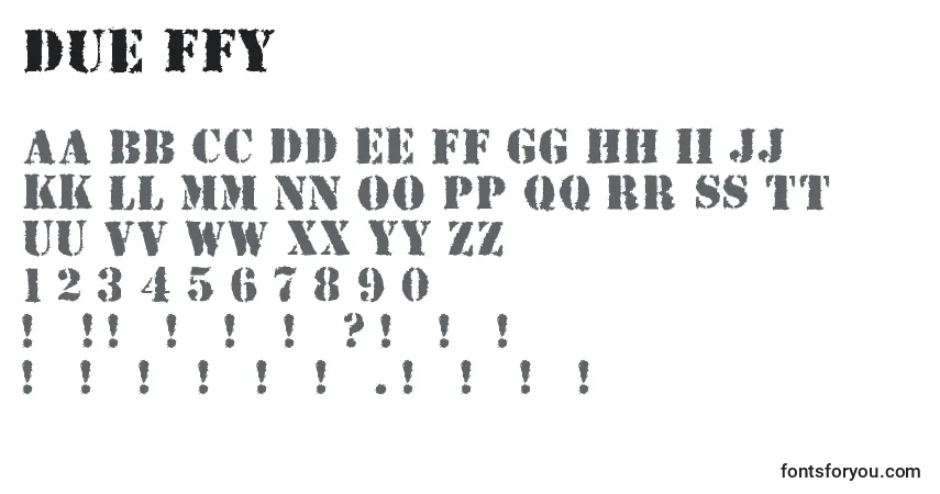 Schriftart Due ffy – Alphabet, Zahlen, spezielle Symbole