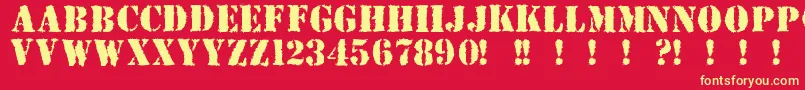フォントDue ffy – 黄色の文字、赤い背景