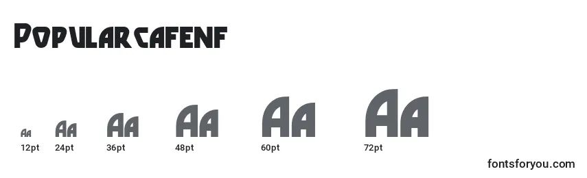 Размеры шрифта Popularcafenf