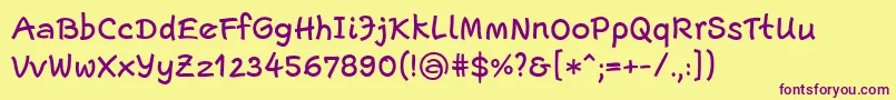 フォントEscriptLtMedium – 紫色のフォント、黄色の背景