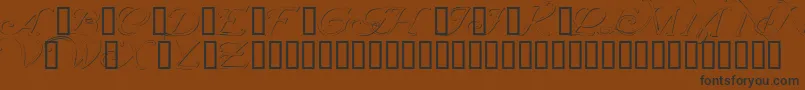 Шрифт Wrenninitialsembossed – чёрные шрифты на коричневом фоне