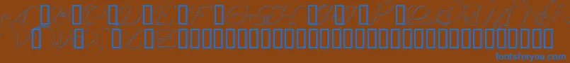 Wrenninitialsembossed Font – Blue Fonts on Brown Background