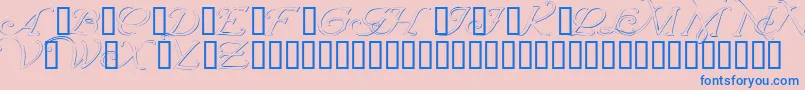 フォントWrenninitialsembossed – ピンクの背景に青い文字