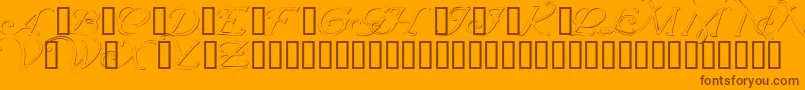 Wrenninitialsembossed-Schriftart – Braune Schriften auf orangefarbenem Hintergrund