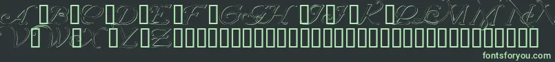 フォントWrenninitialsembossed – 黒い背景に緑の文字