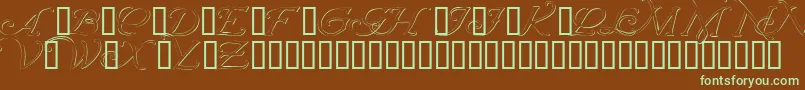 Wrenninitialsembossed Font – Green Fonts on Brown Background