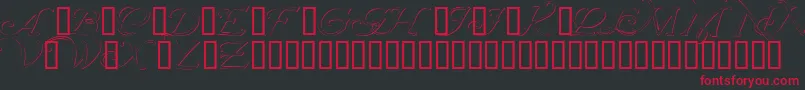 Wrenninitialsembossed-Schriftart – Rote Schriften auf schwarzem Hintergrund