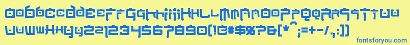 NipponTechCondensedBold Font – Blue Fonts on Yellow Background