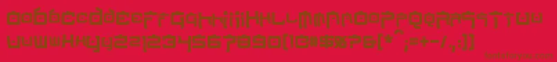 NipponTechCondensedBold-fontti – ruskeat fontit punaisella taustalla