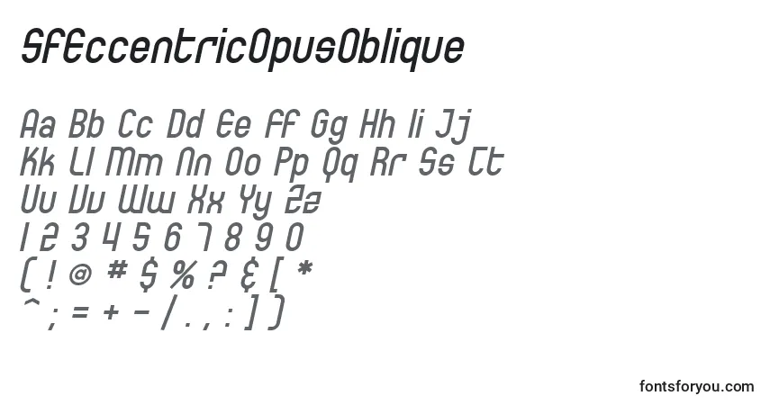 Czcionka SfEccentricOpusOblique – alfabet, cyfry, specjalne znaki
