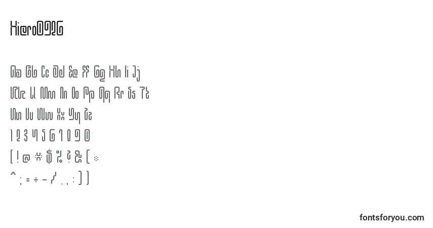 Czcionka Hiero0926 – alfabet, cyfry, specjalne znaki