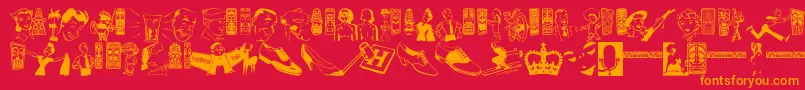 Fonte ReturnOfTheRetrobats – fontes laranjas em um fundo vermelho