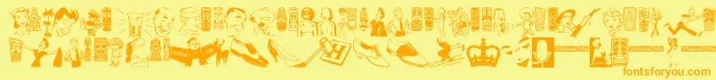 Fonte ReturnOfTheRetrobats – fontes laranjas em um fundo amarelo