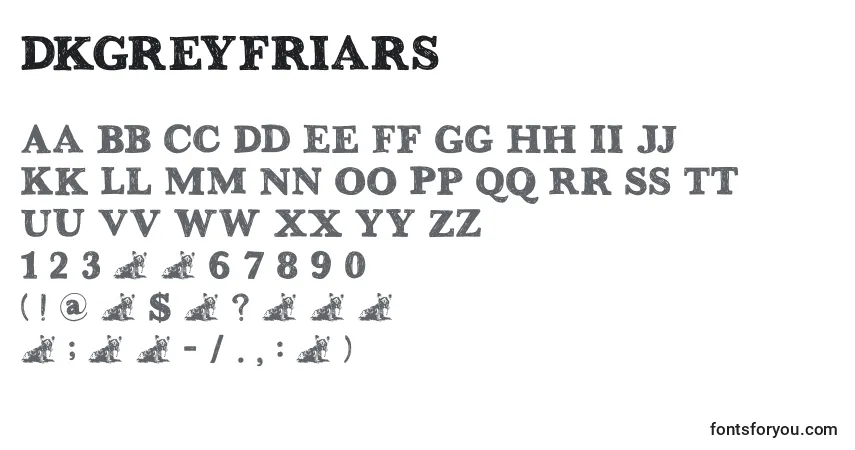 Fuente DkGreyfriars - alfabeto, números, caracteres especiales