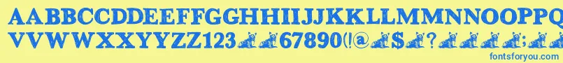 DkGreyfriars-Schriftart – Blaue Schriften auf gelbem Hintergrund