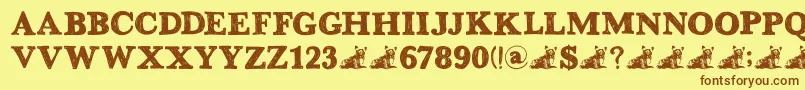 DkGreyfriars Font – Brown Fonts on Yellow Background