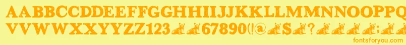 DkGreyfriars Font – Orange Fonts on Yellow Background