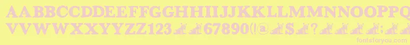 DkGreyfriars-fontti – vaaleanpunaiset fontit keltaisella taustalla