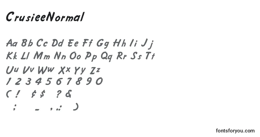 A fonte CrusieeNormal – alfabeto, números, caracteres especiais