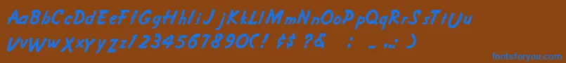 CrusieeNormal-Schriftart – Blaue Schriften auf braunem Hintergrund