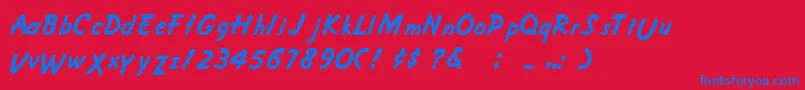 フォントCrusieeNormal – 赤い背景に青い文字