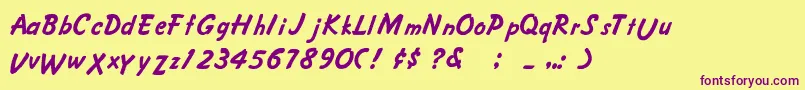 CrusieeNormal Font – Purple Fonts on Yellow Background