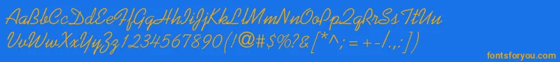Verbenac-Schriftart – Orangefarbene Schriften auf blauem Hintergrund