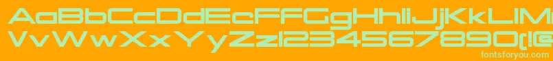 OtomoRegular-Schriftart – Grüne Schriften auf orangefarbenem Hintergrund