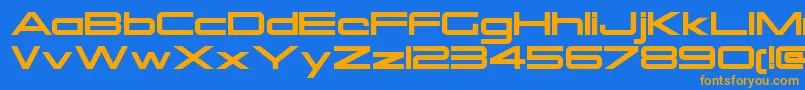 OtomoRegular-Schriftart – Orangefarbene Schriften auf blauem Hintergrund