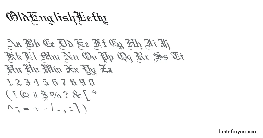 Шрифт OldEnglishLefty – алфавит, цифры, специальные символы