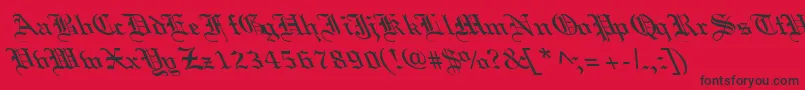 Fonte OldEnglishLefty – fontes pretas em um fundo vermelho