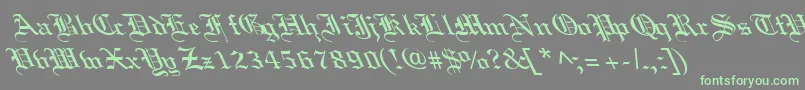 OldEnglishLefty-Schriftart – Grüne Schriften auf grauem Hintergrund