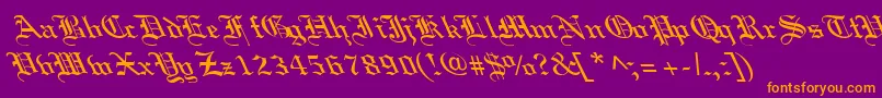 Police OldEnglishLefty – polices orange sur fond violet