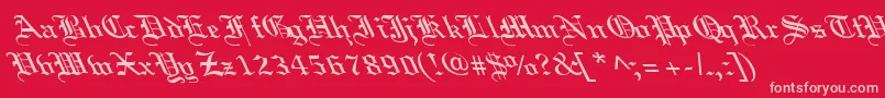 Шрифт OldEnglishLefty – розовые шрифты на красном фоне
