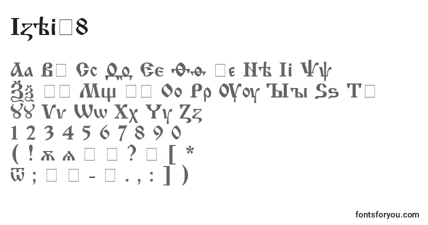 Czcionka Izhit8 – alfabet, cyfry, specjalne znaki